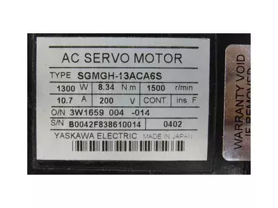 Yaskawa SGMGH-13ACA6S Servo Motor
