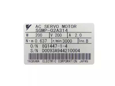 Yaskawa SGMP-02A314 AC Servo Motor