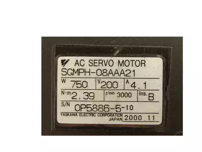 Yaskawa SGMPH-08AAA21 Servo Motor