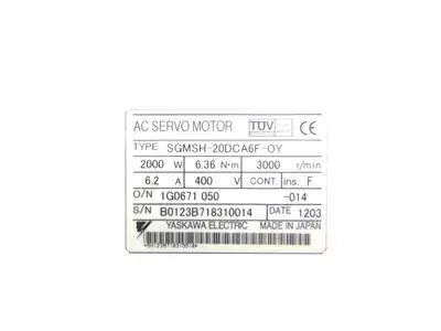 Yaskawa SGMSH-20DCA6F-OY Servo Motor