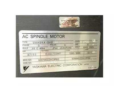 Yaskawa UAASKA-04DA1 AC Spindle Motor