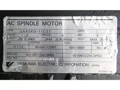 Yaskawa UAASKD-11CZ1 AC Spindle Motor 11/7,5kW